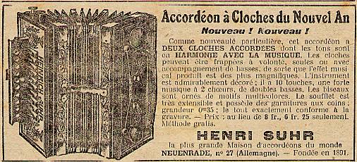 Publicit pour le
            fabricant d'accordons Henri Suhr