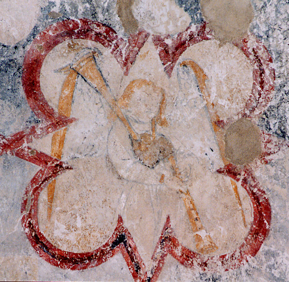 Ange  la cornemuse
            de l'glise de Fleuriel (Allier)